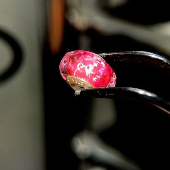 Pandora Pink Concave Murano Glass Charm - Picture 2 of 6